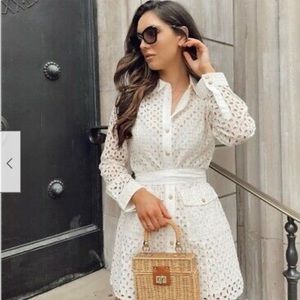 ZARA NWT SHORT DRESS WITH CUTWORK EMBROIDERY M